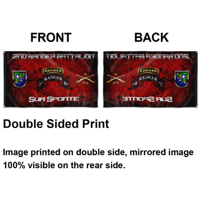 Fyon 2ND Ranger Battalion Tabbed Sponte Flag Indoor and outdoor banner