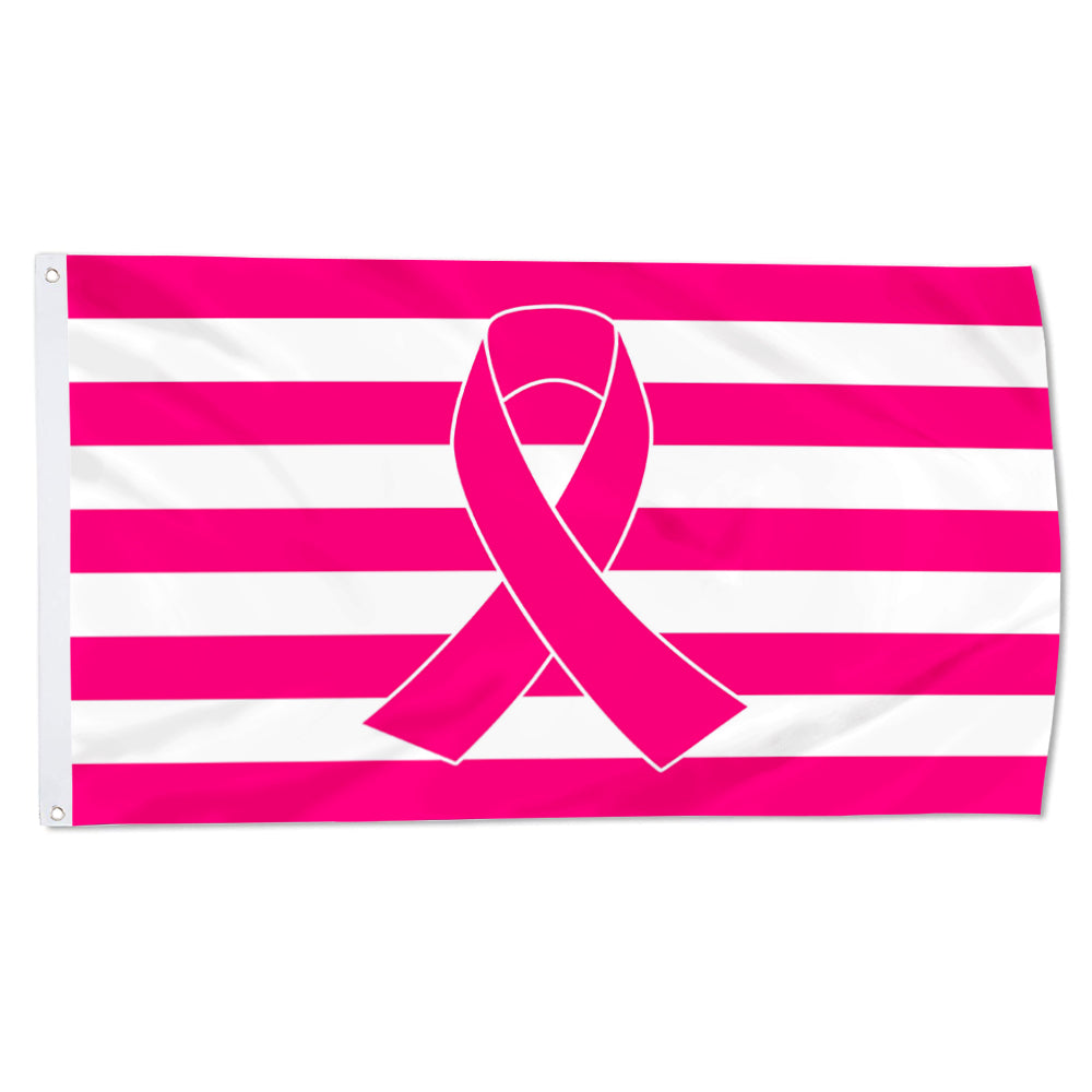 Fyon Stripe Pink Ribbon Flag Banner