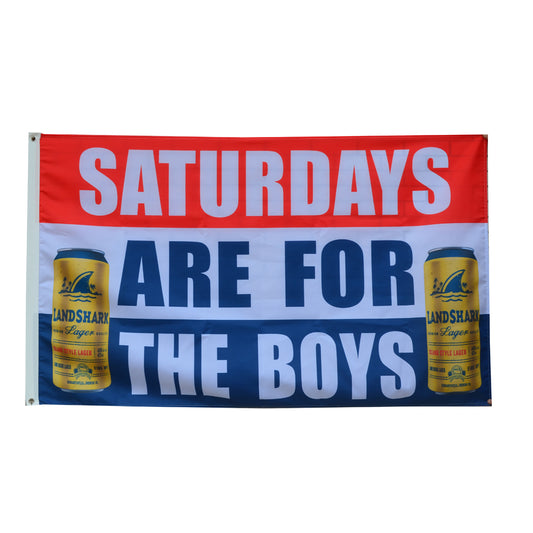 Fyon Saturdays are for the Boys Landshark Beer Flag Banner Man Cave 3x5ft