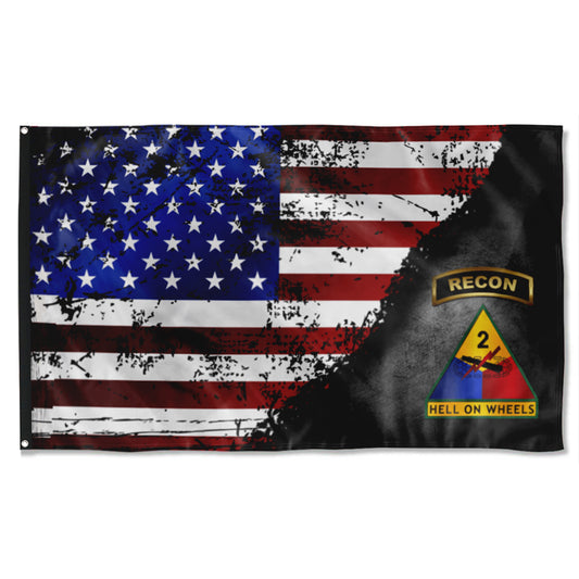 Fyon 2nd Recon Hell On Wheels Star & Stripes Flag  Indoor and outdoor banner