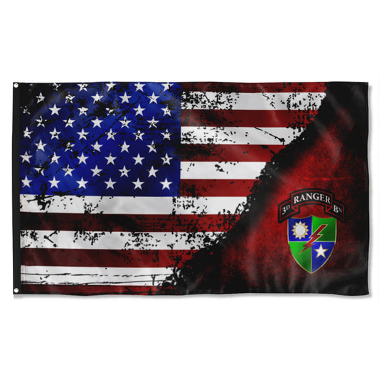 Fyon 3RD Ranger Battalion Stars and Stripes Flag Indoor and outdoor banner