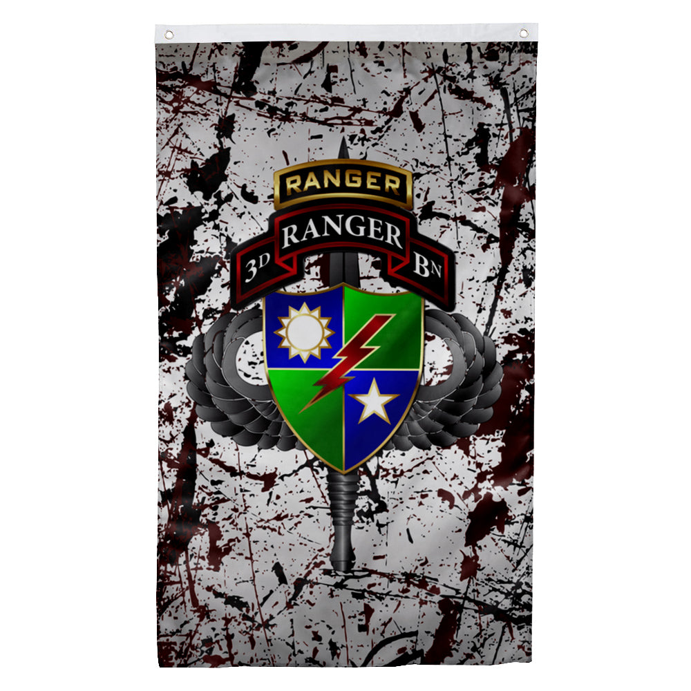 Fyon 3RD Ranger Battalion Tabbed Splatter Flag Indoor and outdoor banner