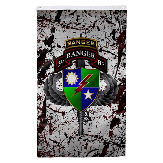 Fyon 3RD Ranger Battalion Tabbed Splatter Flag Indoor and outdoor banner