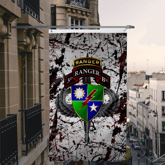 Fyon 3RD Ranger Battalion Tabbed Splatter Flag Indoor and outdoor banner
