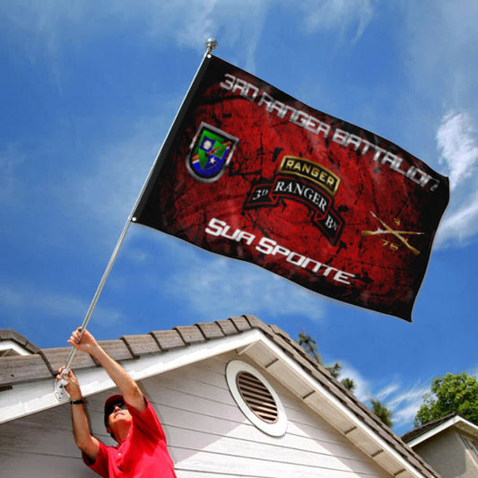 Fyon 3RD Ranger Battalion Tabbed Sua Sponte Flag Indoor and outdoor banner