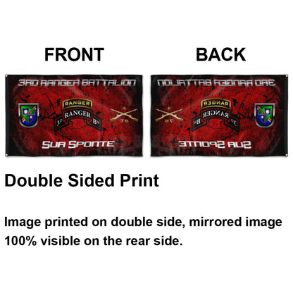 Fyon 3RD Ranger Battalion Tabbed Sua Sponte Flag Indoor and outdoor banner