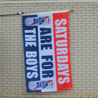 Fyon Saturdays are for the Boys Blue Ribbon Beer Flag Banner Man Cave 3x5ft