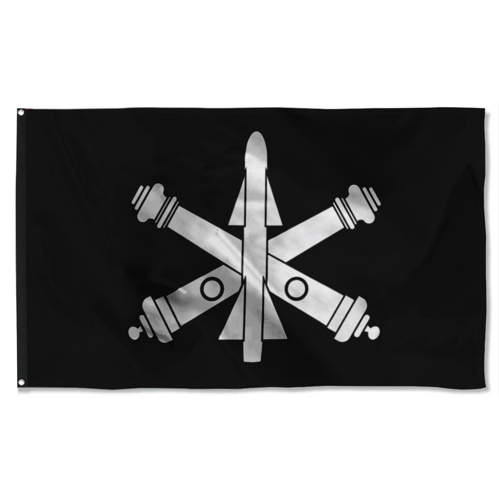 Fyon Air Defense Artillery Branch Black And White Flag Indoor and outdoor banner
