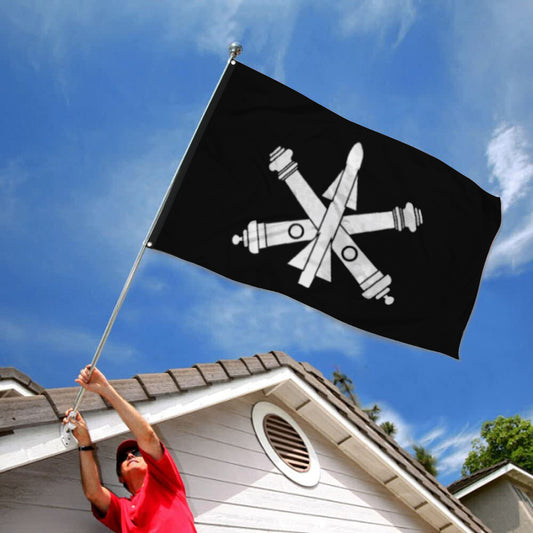 Fyon Air Defense Artillery Branch Black And White Flag Indoor and outdoor banner