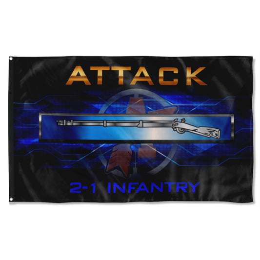 Fyon ATTACK 2-1 Infantry EIB Flag  Indoor and outdoor banner