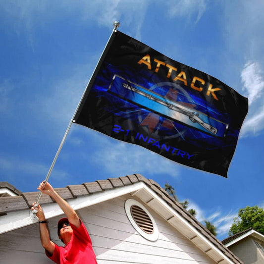 Fyon ATTACK 2-1 Infantry EIB Flag  Indoor and outdoor banner