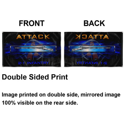 Fyon ATTACK 2-1 Infantry EIB Flag  Indoor and outdoor banner