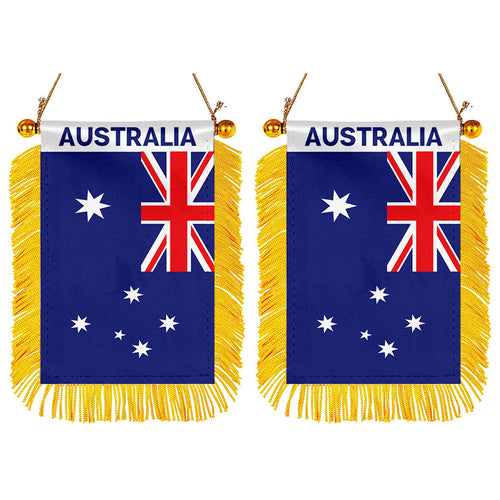 Australia Mini Car Rearview Mirror Flag Banner - 2PC