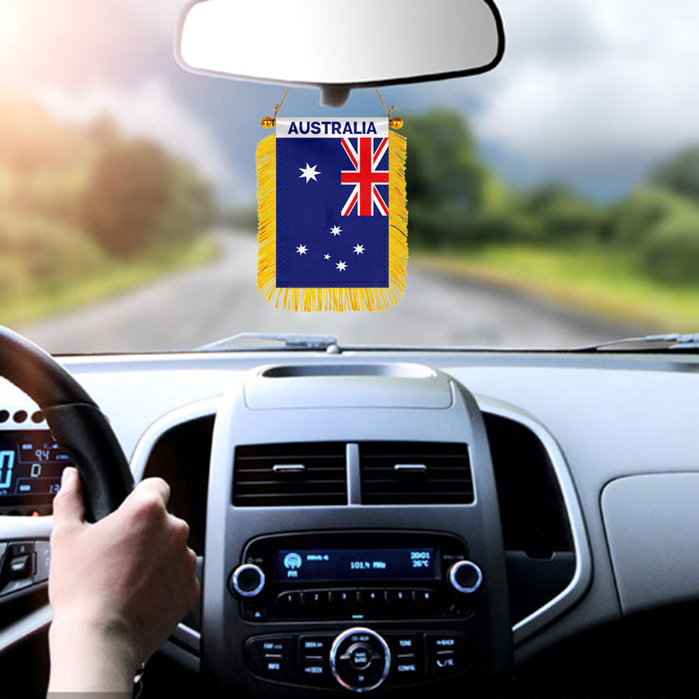Australia Mini Car Rearview Mirror Flag Banner - 2PC
