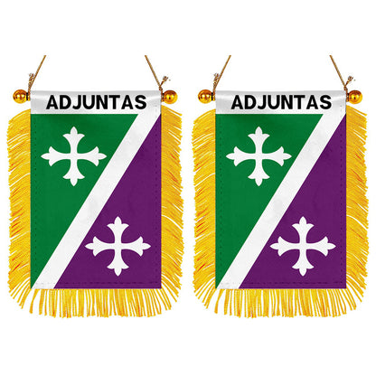 Adjuntas, Puerto Rico Flag Mini Car Rearview Mirror Flag Banner - 2PC