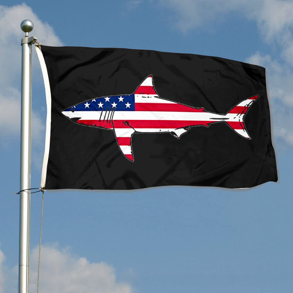 Fyon American Flag Shark Fishing Flag Indoor and outdoor banner 40706