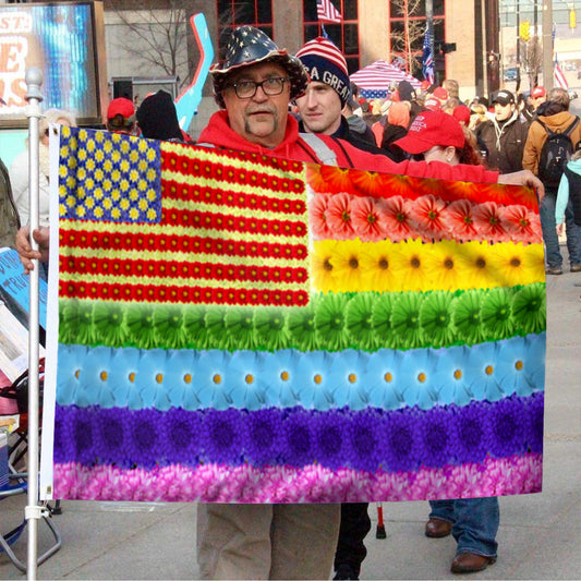Fyon American Hippie Flower Flag 41561  Indoor and Outdoor Banner