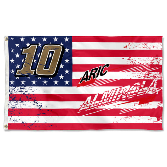 Fyon Aric Almirola #10 Stars and Stripes Flag  Banner