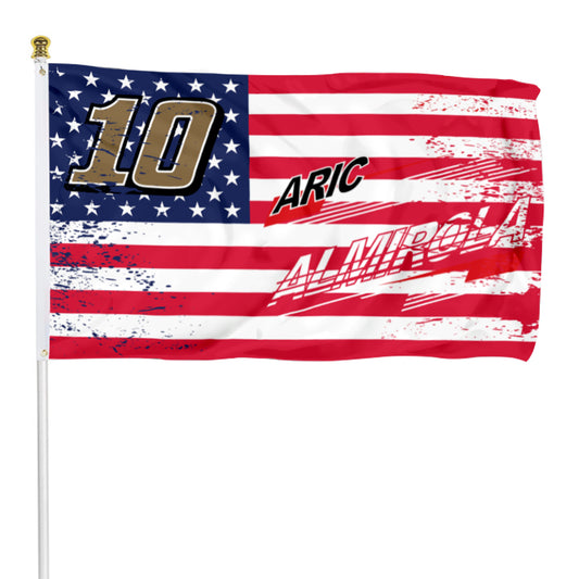 Fyon Aric Almirola #10 Stars and Stripes Flag  Banner