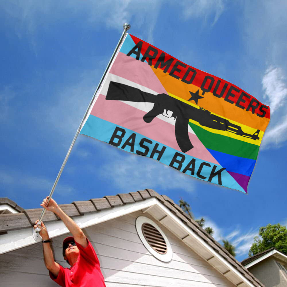 Fyon Armed Queers Bash Back AK47 Flag Indoor and outdoor banner