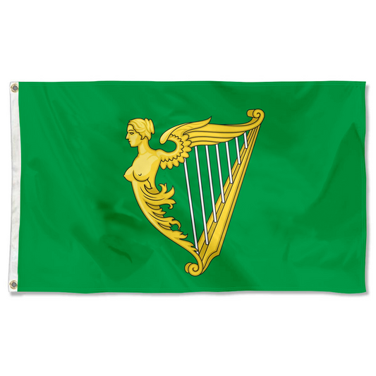 Fyon A traditional green harp flag of Ireland with a slightly different harp from File Arms of Ireland Historical Flag Indoor and outdoor banner 33001