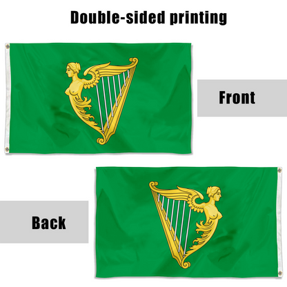 Fyon A traditional green harp flag of Ireland with a slightly different harp from File Arms of Ireland Historical Flag Indoor and outdoor banner 33001