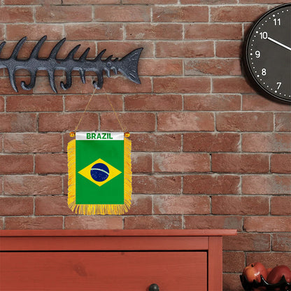 Brazil Mini Car Rearview Mirror Flag Banner - 2PC