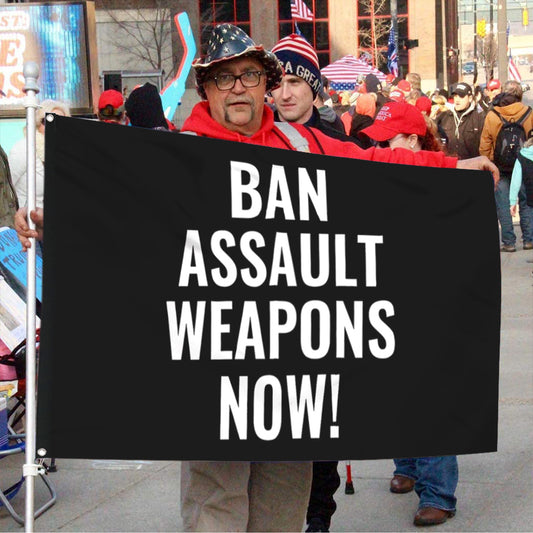 Fyon Ban Assault Weapons Now Flag  Indoor and Outdoor Banner