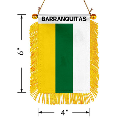 Barranquitas, Puerto Rico Flag Mini Car Rearview Mirror Flag Banner - 2PC