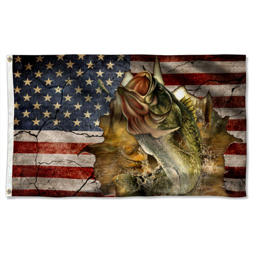 Fyon Bass Fish Bas Fishing American Flag 41552 Indoor and outdoor banner