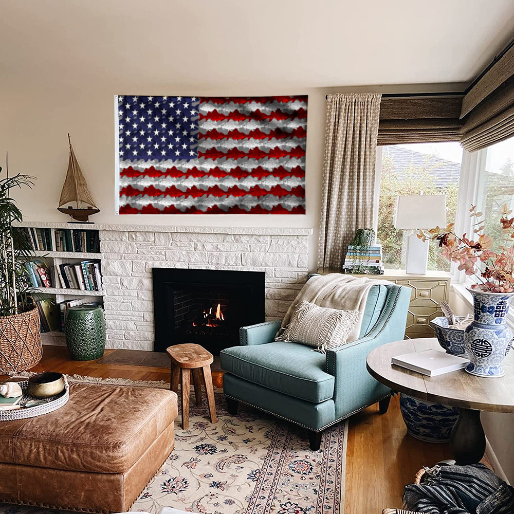Fyon Bass Fish Bas Fishing American  Flag  41553 Indoor and outdoor banner