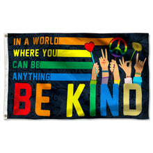 Fyon Be Kind Hippie Sign Language In A World Where You Can Be Anything Be Kind Flower Flag 41562  Indoor and Outdoor Banner