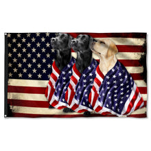 Fyon Black And Yellow Labrador Retriever Dogs American Patriot Flag Banner 41403 Indoor and outdoor banner