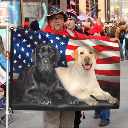 Fyon Black Lab And Yellow Lab Labrador Retriever American Flag 41404  Indoor and outdoor banner