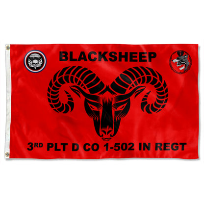 Fyon Blacksheep 3rd PLT D CO 1-502 In Regt Flag Indoor and outdoor banner