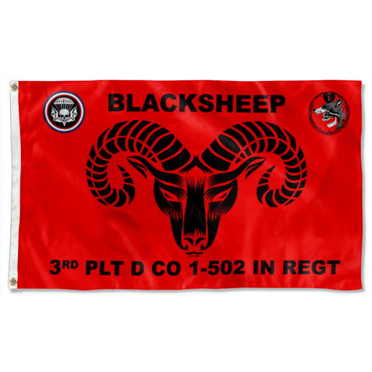 Fyon Blacksheep 3rd PLT D CO 1-502 In Regt Flag Indoor and outdoor banner