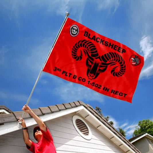 Fyon Blacksheep 3rd PLT D CO 1-502 In Regt Flag Indoor and outdoor banner