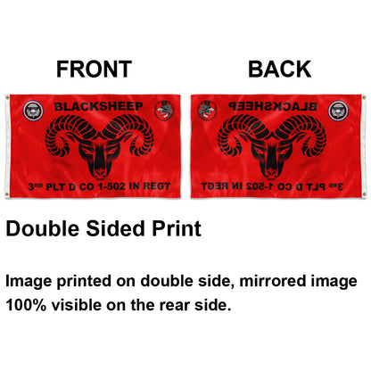 Fyon Blacksheep 3rd PLT D CO 1-502 In Regt Flag Indoor and outdoor banner