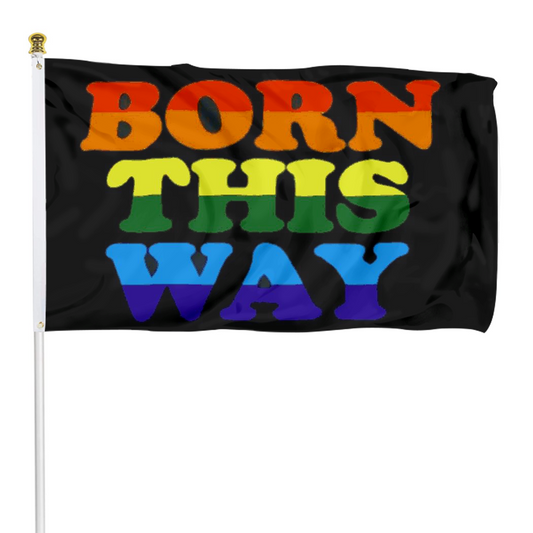 Fyon Born This Way Rainbow Pride Flag Indoor and outdoor banner