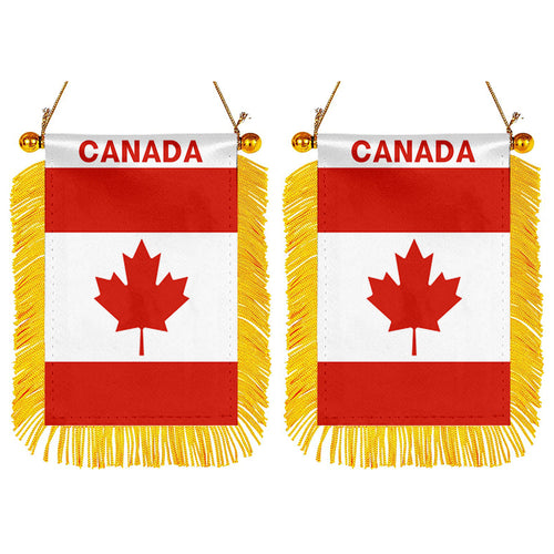 Canada Mini Car Rearview Mirror Flag Banner - 2PC