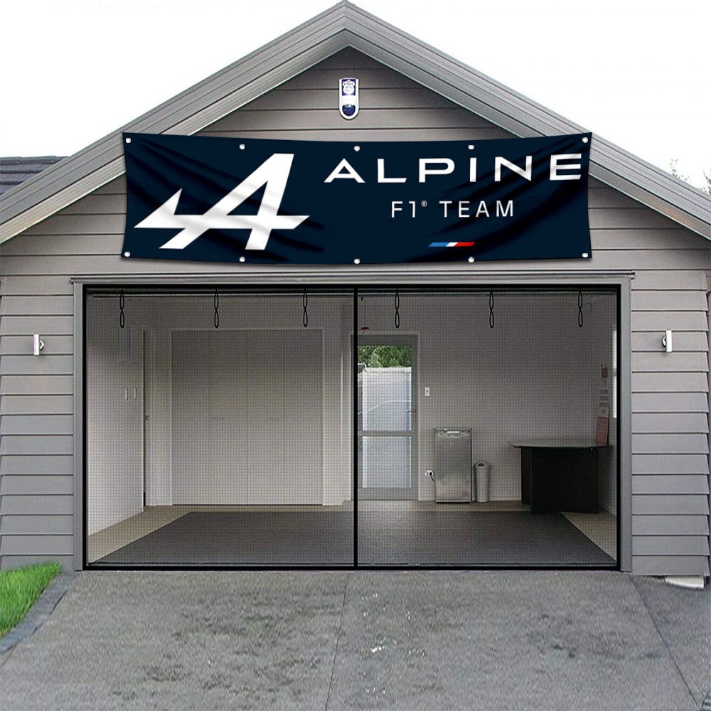 Fyon CAR Motor Garage shop Decor Banner Works for Alpine F1 Team  Flag 2x8 Feet
