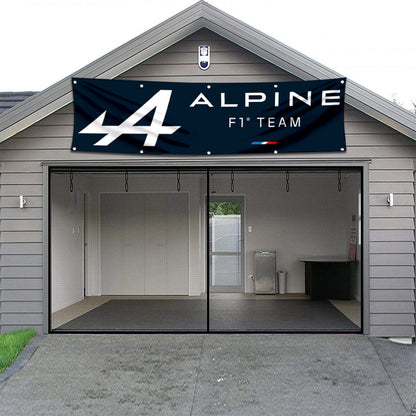 Fyon CAR Motor Garage shop Decor Banner Works for Alpine F1 Team  Flag 2x8 Feet
