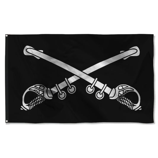 Fyon Cavalry Branch Black And White Flag Indoor and outdoor banner