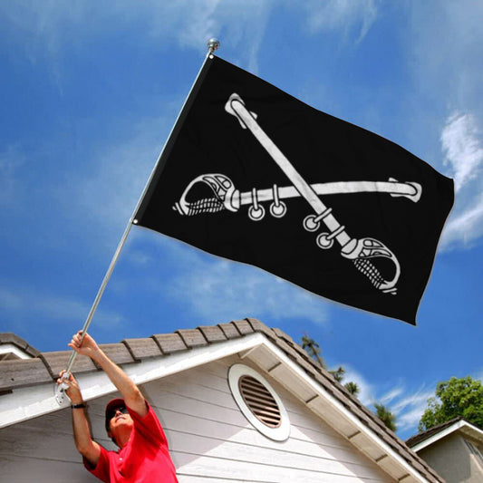 Fyon Cavalry Branch Black And White Flag Indoor and outdoor banner