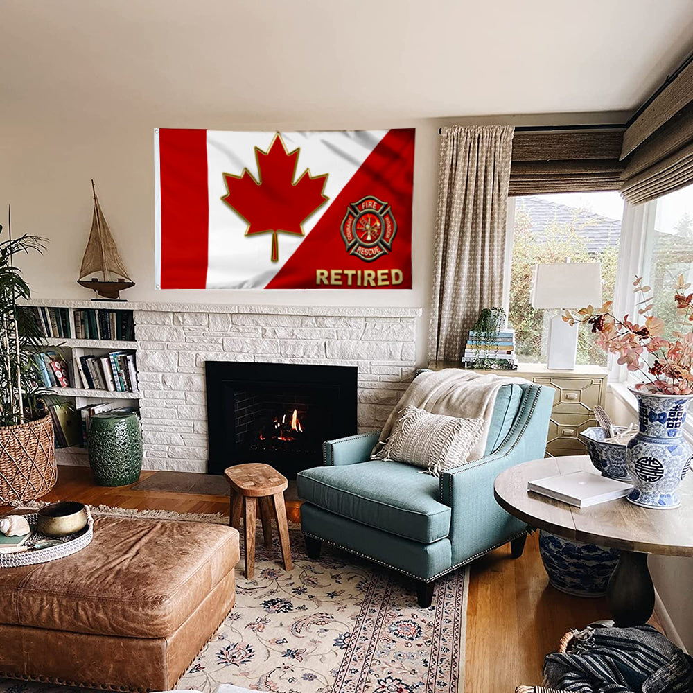 Fyon Canadian Retried Firefighter Flag 41541  Indoor and outdoor banner