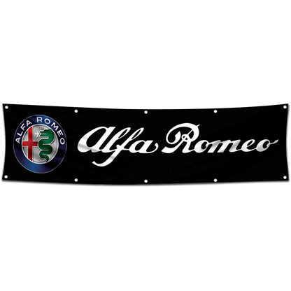 Fyon Car Moto Garage Shop Decor Banner Works for Alfa Romeo Flag 2x8 Feet