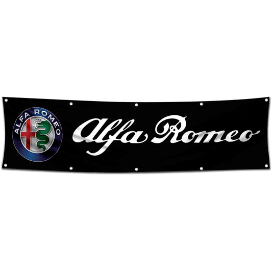 Fyon Car Moto Garage Shop Decor Banner Works for Alfa Romeo Flag 2x8 Feet