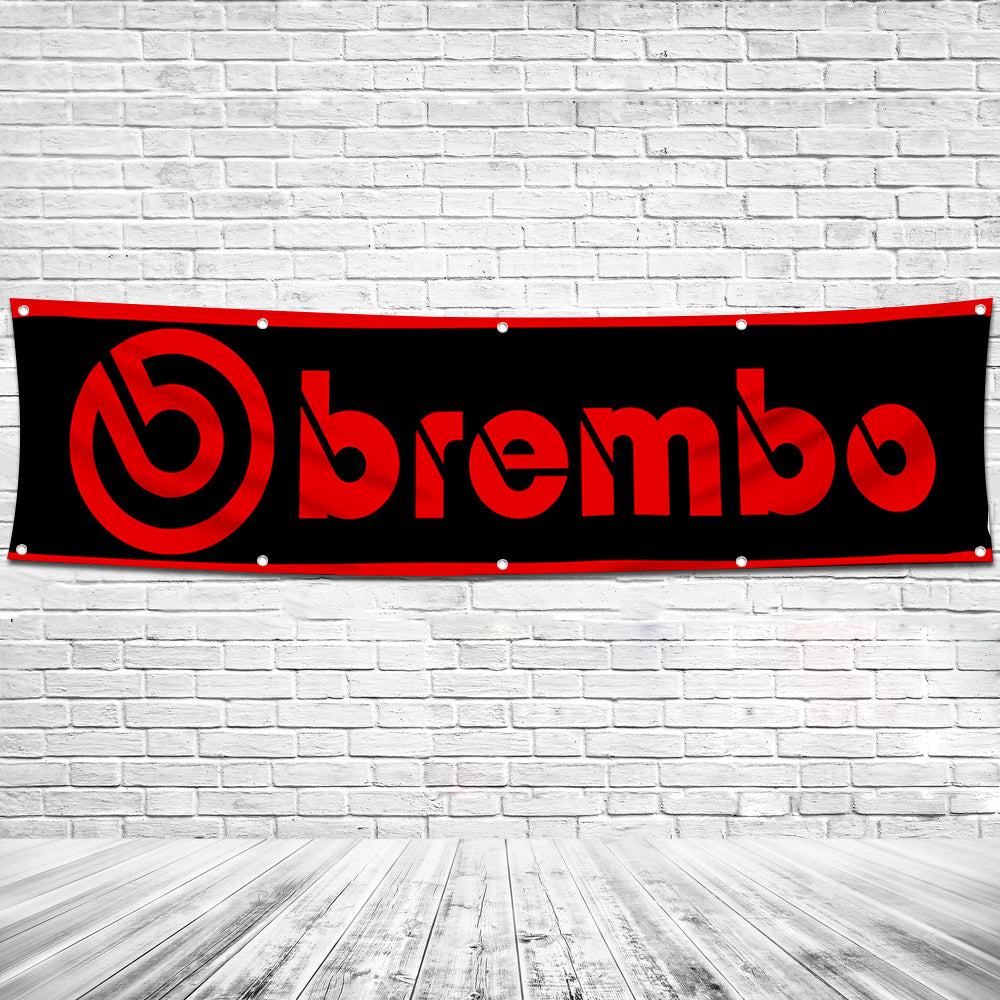 Fyon Car Motor Brake and clutch Systems Garage Shop Decor Banner Works for Brembo Flag 2x8 Feet