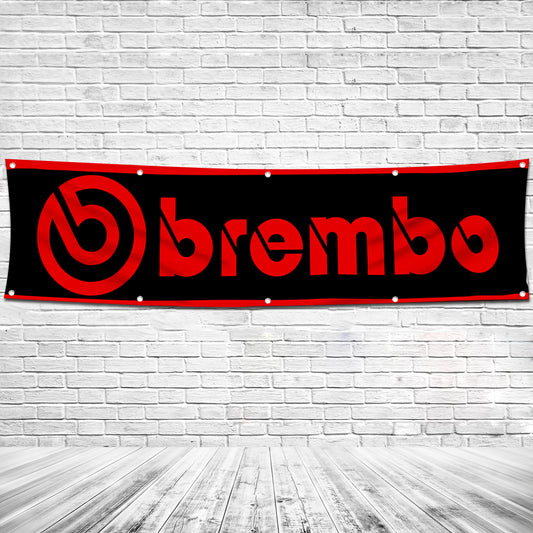 Fyon Car Motor Brake and clutch Systems Garage Shop Decor Banner Works for Brembo Flag 2x8 Feet