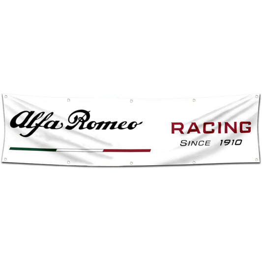 Fyon Car Motor Garage Shop Banner Works for Alfa Romeo Racing F1 Team Flag White 2x8 Feet